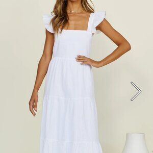 SMALL SNDYS PEACHES LINEN MAXI DRESS WHITE